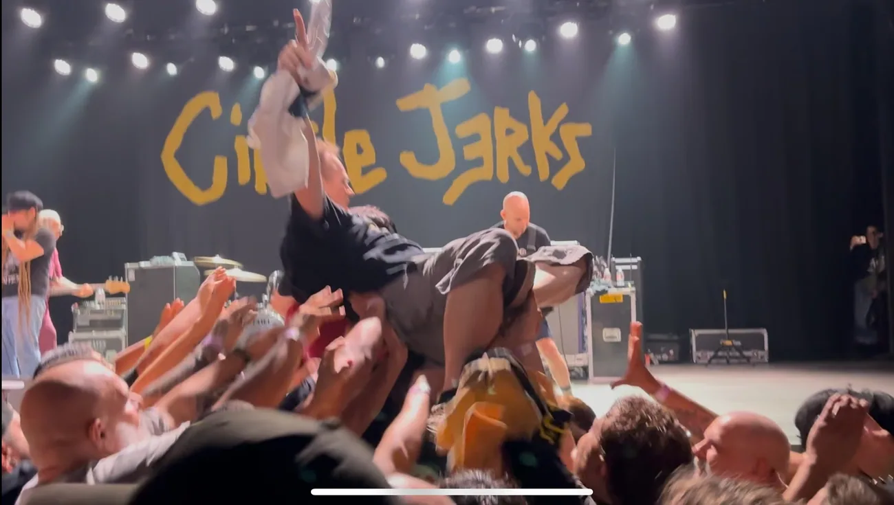 Ryan Today crowdsurfing at a Circle Jerks show